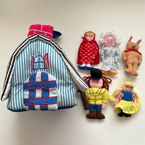 Vintage Stuffed Dolls and Plush House Set